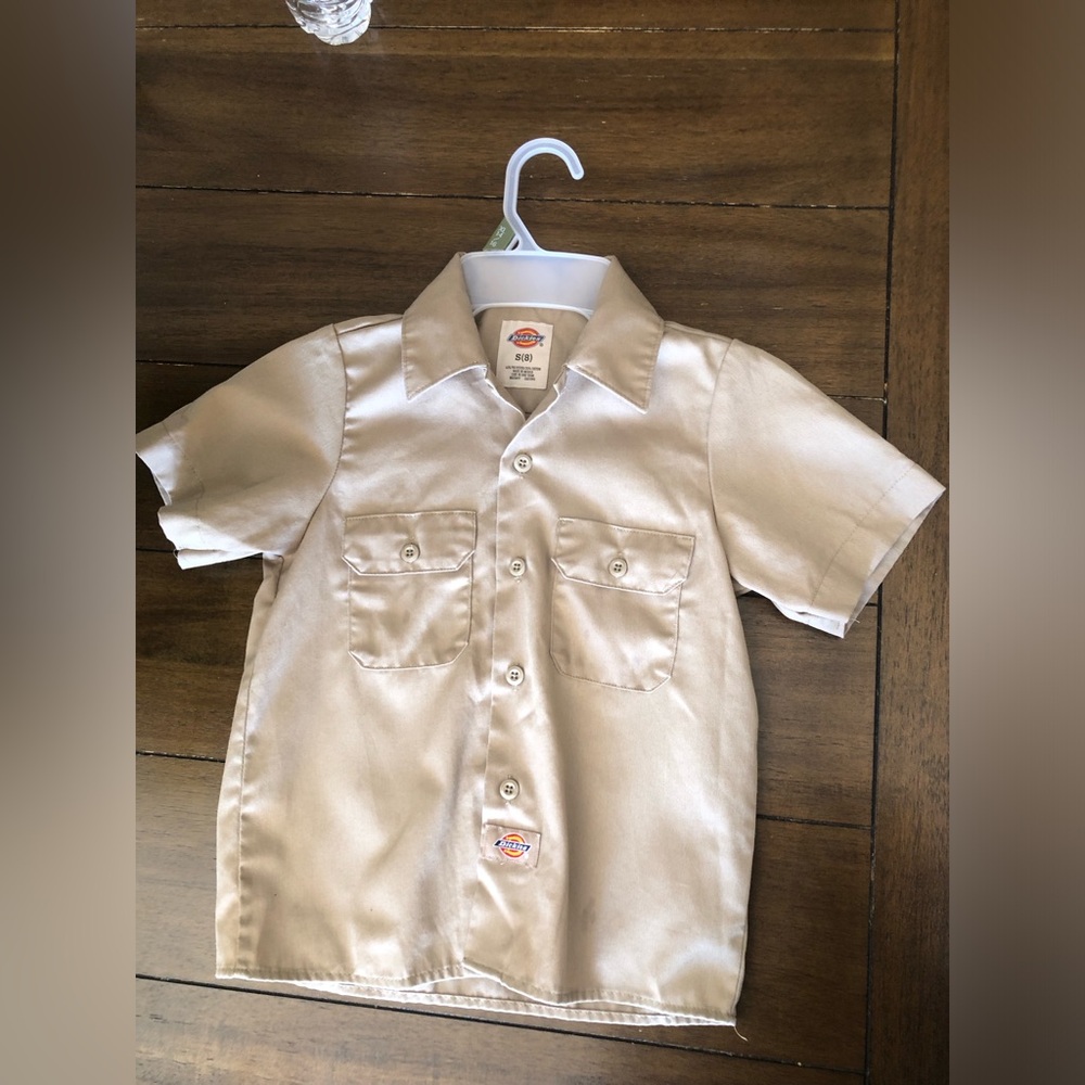 Dickies Kids Beige Button Down Shirt In Great Condition Size 8 So Cute